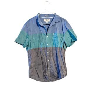 Original Penguin by Musingwear Blue and Gray Short Sleeve Button Down Size Large